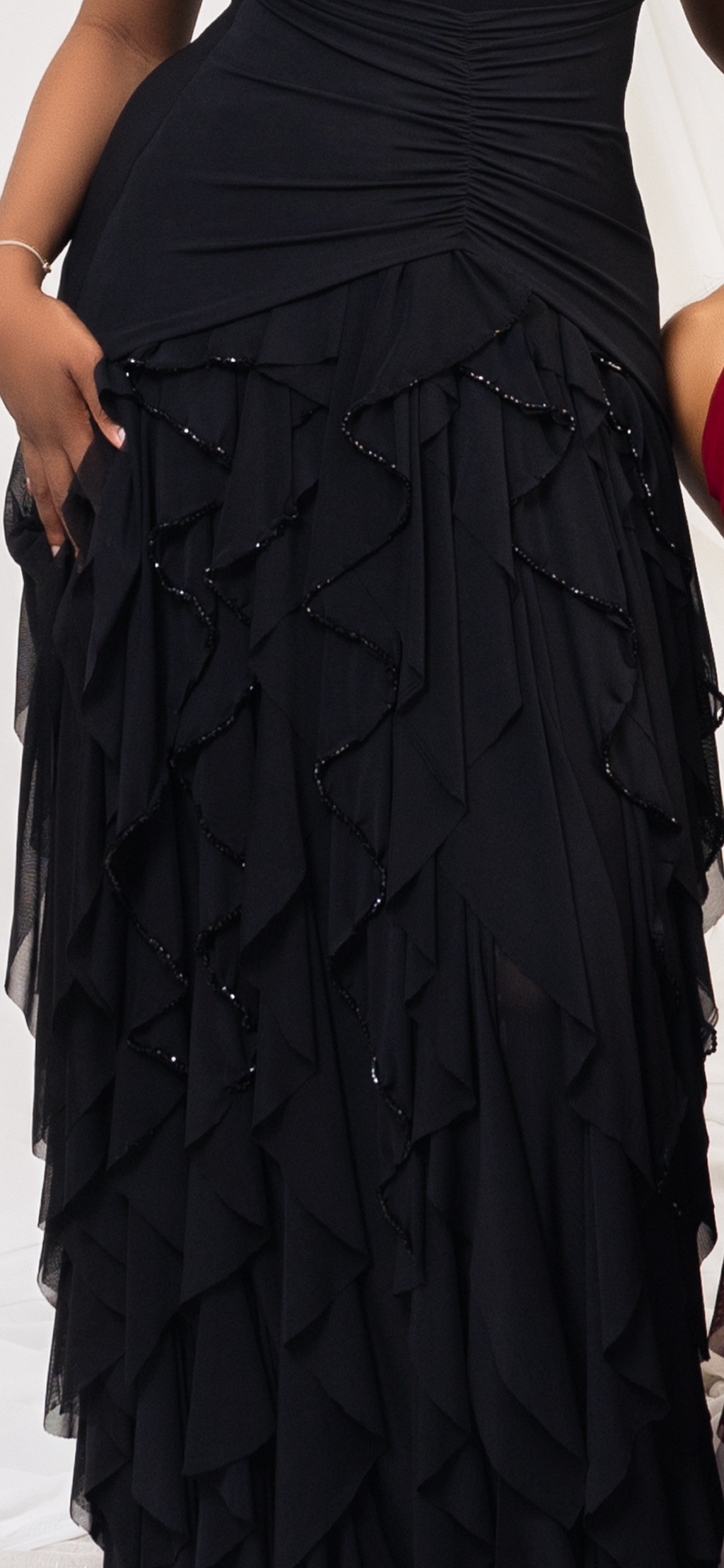 Black Dua Flare Dress (Beaded)