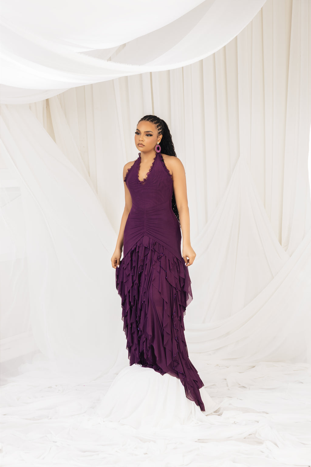 Purple Dua Flare Dress (Non-Beaded)