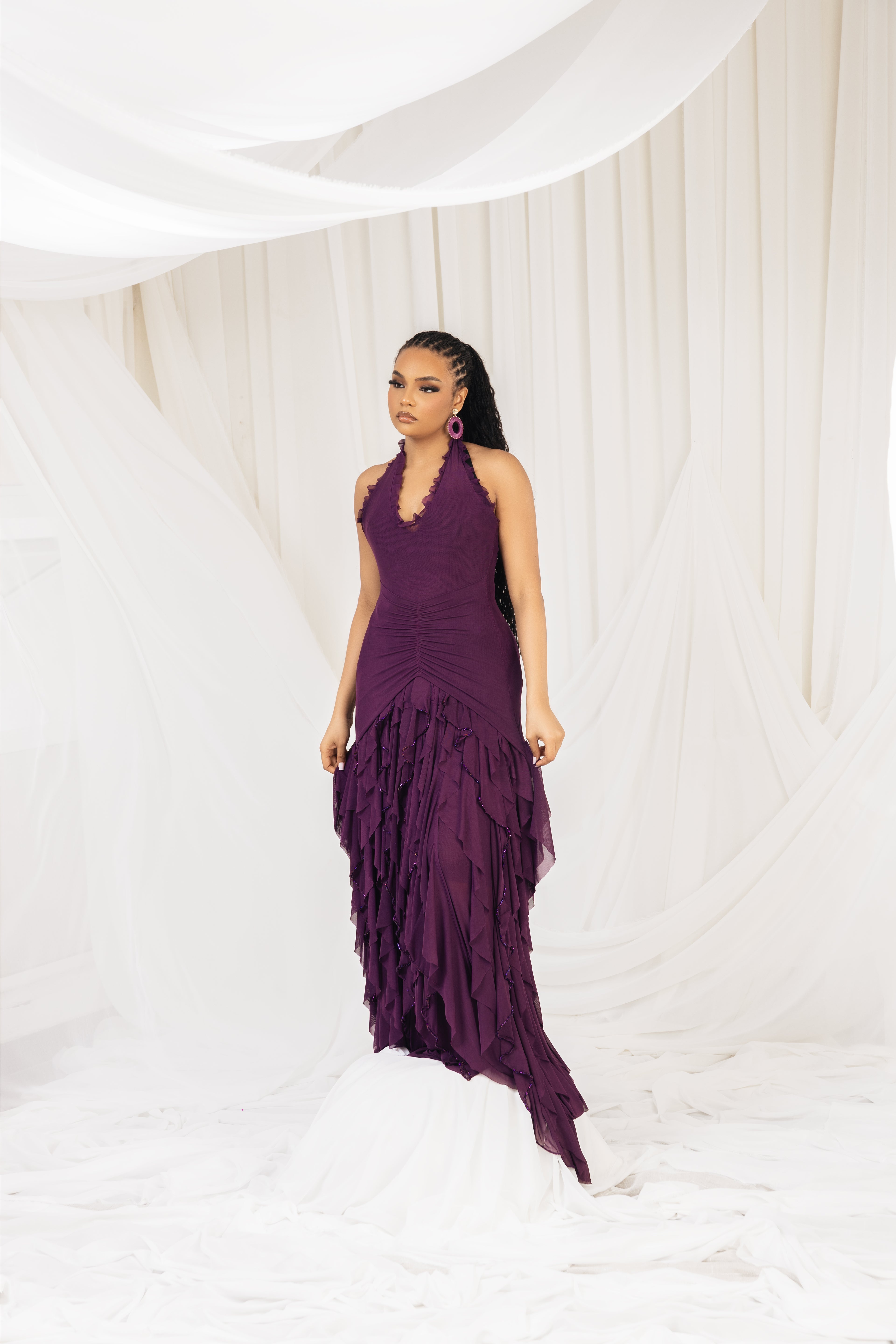 Purple Dua Flare Dress (Beaded)